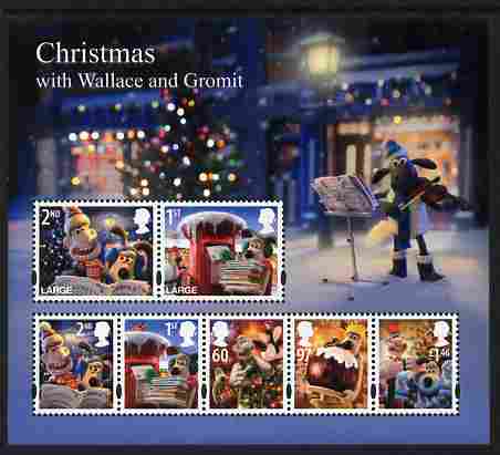 Great Britain 2010 Christmas with Wallace & Gromit perf m/sheet unmounted mint , stamps on christmas, stamps on  tv , stamps on cartoons