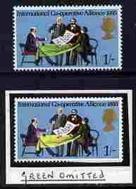 Great Britain 1970 Anniversaries 1s green & embossing omitted (table cloth) mounted mint plus normal (formerly in the Lady Mairi Bury Collection) SG 821Eb, stamps on history