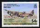 British Indian Ocean Territory 1993 Bristol Blenheim 54p unmounted mint SG 139, stamps on aviation, stamps on bristol, stamps on  raf , stamps on royal air force, stamps on 