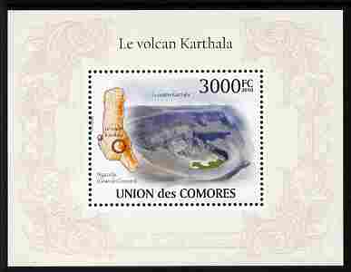 Comoro Islands 2010 Karthala Volcano perf m/sheet unmounted mint, stamps on volcanoes, stamps on maps