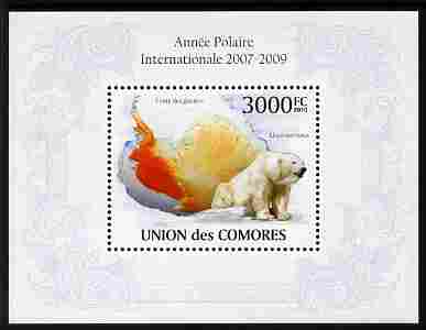 Comoro Islands 2010 International Polar Year perf m/sheet unmounted mint, stamps on , stamps on  stamps on animals, stamps on  stamps on polar, stamps on  stamps on bears, stamps on  stamps on maps
