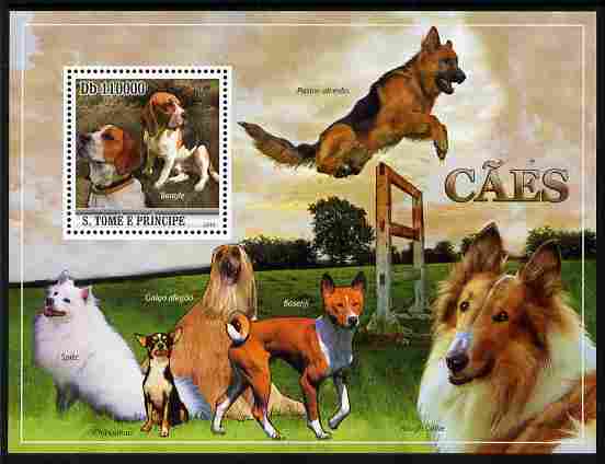 St Thomas & Prince Islands 2010 Dogs perf m/sheet unmounted mint, stamps on animals, stamps on dogs