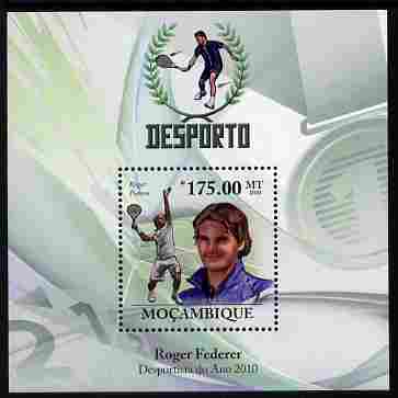 Mozambique 2010 Roger Federer (tennis) perf m/sheet unmounted mint, stamps on personalities, stamps on tennis