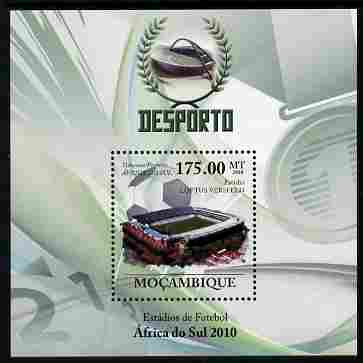 Mozambique 2010 Football Stadiums in South Africa perf m/sheet unmounted mint, stamps on football