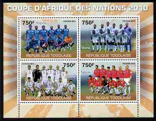Togo 2010 Football Africa Cup of Nations #2 perf sheetlet containing 4 values unmounted mint, stamps on football