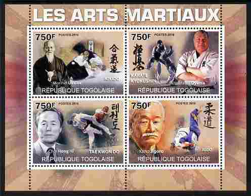Togo 2010 Martial Arts perf sheetlet containing 4 values unmounted mint, stamps on sport, stamps on martial arts, stamps on karate, stamps on judo, stamps on taekwondo
