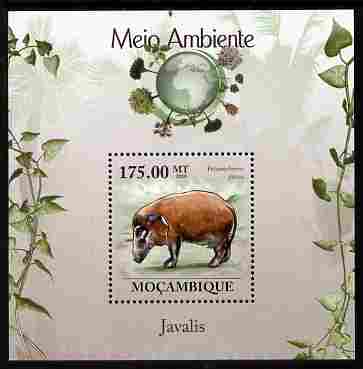 Mozambique 2010 The Environment - Boars perf m/sheet unmounted mint Michel BL 299, stamps on , stamps on  stamps on animals, stamps on  stamps on pigs, stamps on  stamps on swine, stamps on  stamps on environment