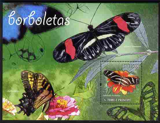 St Thomas & Prince Islands 2010 Butterflies perf m/sheet unmounted mint , stamps on butterflies
