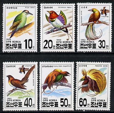 North Korea 1993 Birds perf set of 6 unmounted mint, SG N3281-86*, stamps on birds       woodpecker    paradise     