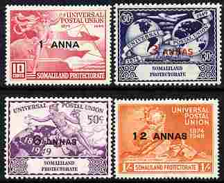 Somaliland 1949 KG6 75th Anniversary of Universal Postal Union set of 4 unmounted mint, SG 121-24, stamps on , stamps on  upu , stamps on  kg6 , stamps on 