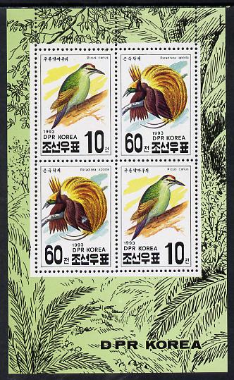 North Korea 1993 Birds sheetlet containing 2 x 10ch & 2 x 60ch values unmounted mint, stamps on birds
