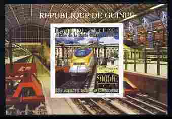 Guinea - Conakry 2009 15th Anniversary of Eurostar #5 individual imperf deluxe sheet unmounted mint. Note this item is privately produced and is offered purely on its thematic appeal as Michel 7160, stamps on railways, stamps on london