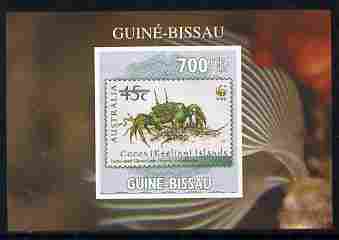 Guinea - Bissau 2010 WWF - Stamp On Stamp #4 - Ghost Crab (Cocos Is) individual imperf deluxe sheet unmounted mint. Note this item is privately produced and is offered purely on its thematic appeal , stamps on animals, stamps on  wwf , stamps on stamponstamp, stamps on stamp on stamp, stamps on crabs, stamps on marine life