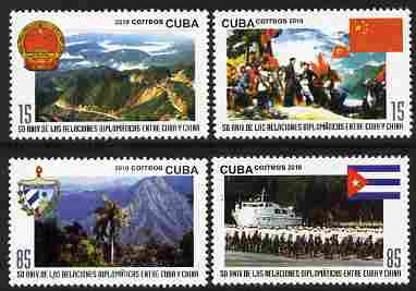 Cuba 2010 50th Anniversary of Diplomatic Relations between Cuba & China perf set of 4 unmounted mint , stamps on ships, stamps on constitutions, stamps on tourism