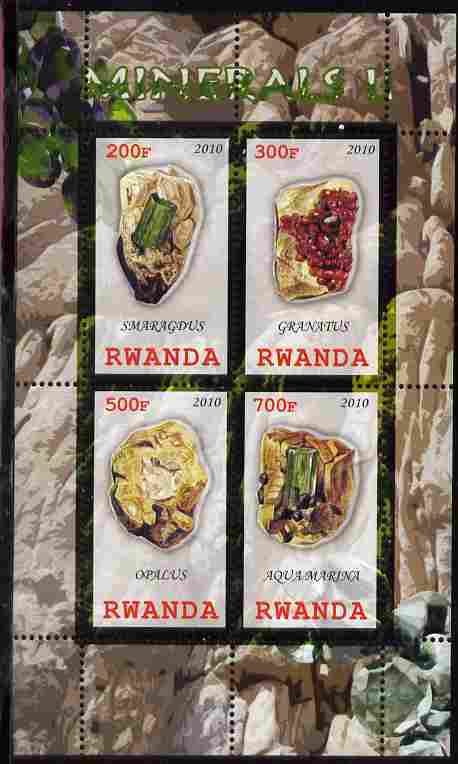 Rwanda 2010 Minerals #2 perf sheetlet containing 4 values unmounted mint, stamps on minerals