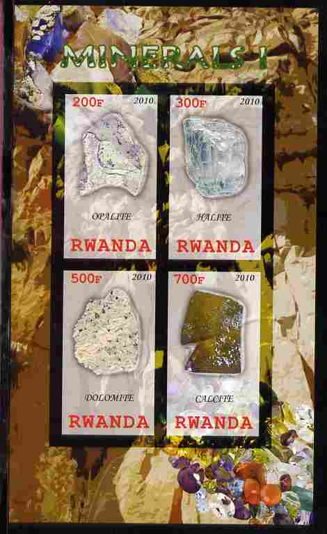 Rwanda 2010 Minerals #1 imperf sheetlet containing 4 values unmounted mint, stamps on minerals