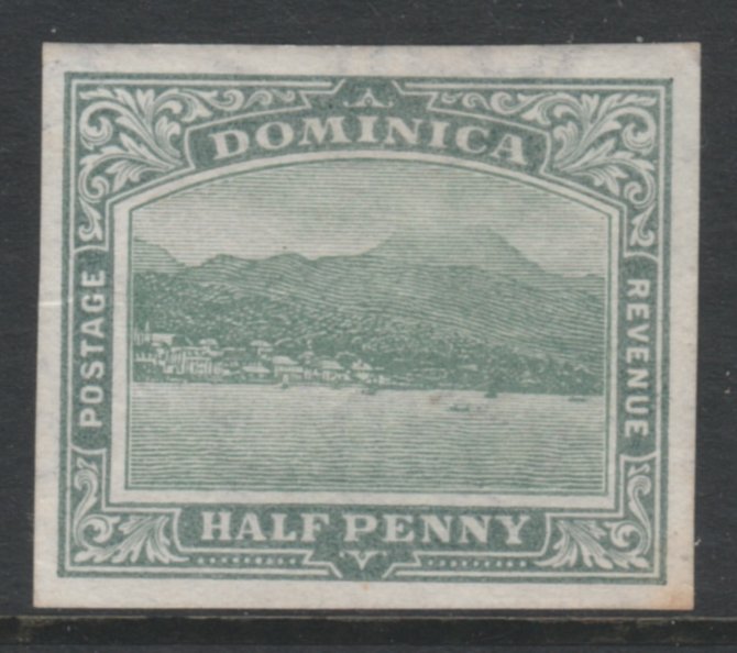 Dominica 1907 Roseau 1/2d green wmk Multiple Crown CA fine mint imperf plate proof as SG37, stamps on 