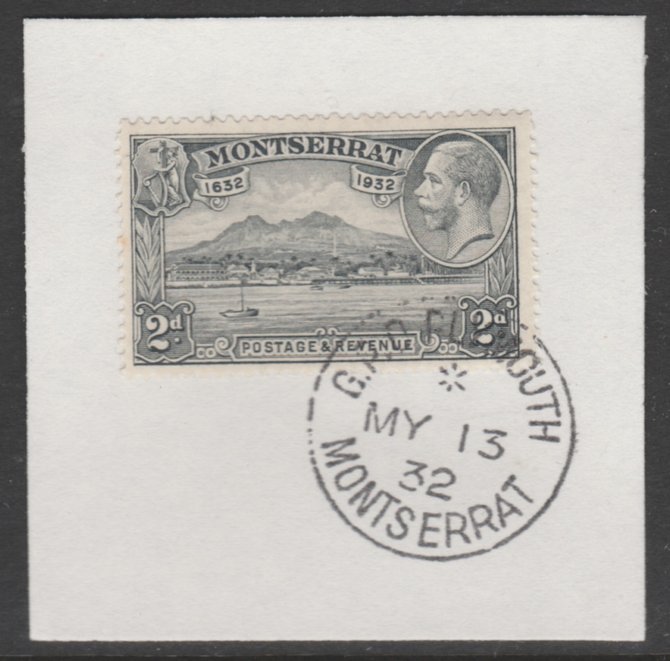 Montserrat 1932 KG5 Pictorial 2d grey (SG 87) on piece with full strike of Madame Joseph forged postmark type 258, stamps on , stamps on  kg5 , stamps on 