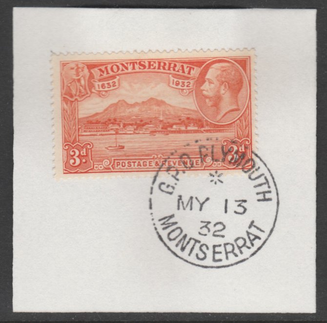 Montserrat 1932 KG5 Pictorial 3d orange (SG 89) on piece with full strike of Madame Joseph forged postmark type 258, stamps on , stamps on  kg5 , stamps on 