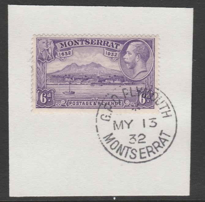 Montserrat 1932 KG5 Pictorial 6d violet (SG 90) on piece with full strike of Madame Joseph forged postmark type 258, stamps on , stamps on  kg5 , stamps on 