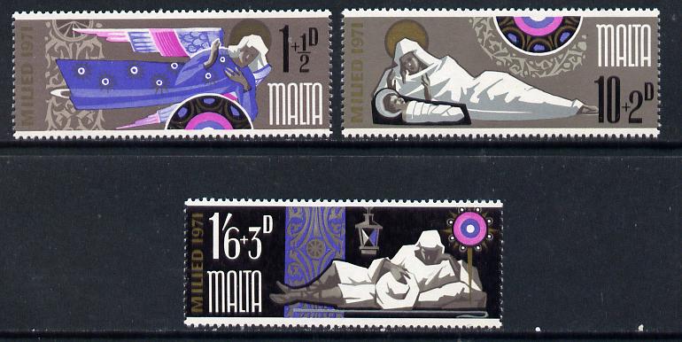 Malta 1971 Christmas set of 3 unmounted mint, SG 460-62*, stamps on christmas    angels