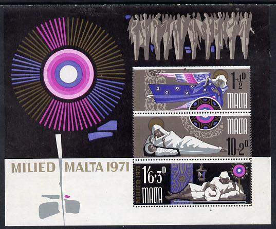 Malta 1971 Christmas m/sheet unmounted mint, SG MS 463, stamps on christmas    angels