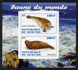 Burundi 2011 Fauna of the World - Mammals (Seals) imperf sheetlet containing 2 values unmounted mint, stamps on , stamps on  stamps on animals, stamps on  stamps on mammals, stamps on  stamps on seals