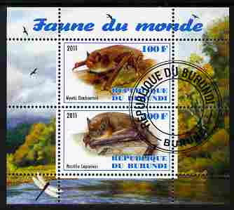 Burundi 2011 Fauna of the World - Mammals (Bats #1) perf sheetlet containing 2 values fine cto used, stamps on , stamps on  stamps on animals, stamps on  stamps on mammals, stamps on  stamps on bats