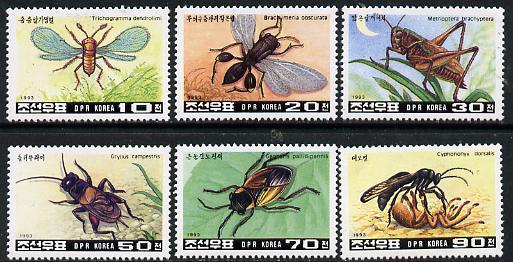 North Korea 1993 Insects set of 6 unmounted mint SG N3267-72*, stamps on insects 