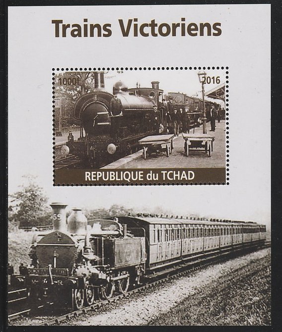 Chad 2016 Victorian Trains #2 perf s/sheet containing 1 value unmounted mint. Note this item is privately produced and is offered purely on its thematic appeal. . , stamps on railways