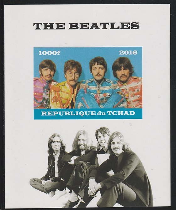 Chad 2016 The Beatles imperf s/sheet containing 1 value unmounted mint. Note this item is privately produced and is offered purely on its thematic appeal. . , stamps on music, stamps on pops, stamps on beatles, stamps on rock