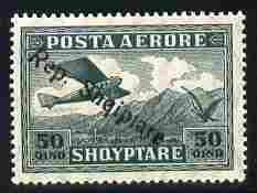 Albania 1927 Air Rep Shqiptare overprint on 5q green unmounted mint SG 204, stamps on aviation