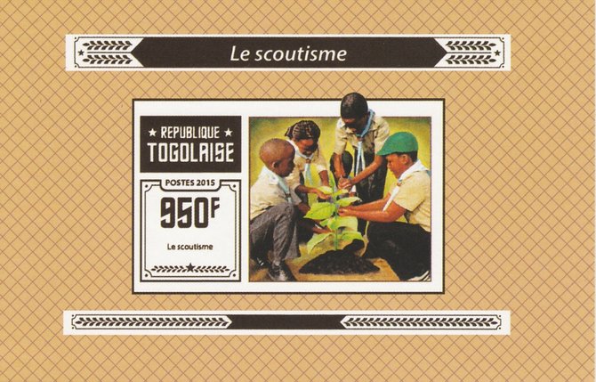 Togo 2015 Scouting #5 imperf deluxe sheet unmounted mint. Note this item is privately produced and is offered purely on its thematic appeal, stamps on scouts, stamps on 