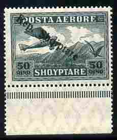 Albania 1927 Air Rep Shqiptare overprint on 5q green with upright R variety unmounted mint SG 204b, stamps on aviation