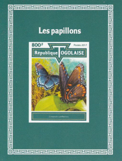 Togo 2017 Butterflies #3 imperf deluxe sheet unmounted mint. Note this item is privately produced and is offered purely on its thematic appeal., stamps on butterflies