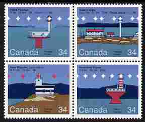 Canada 1986 Lighthouses - 2nd series se-tenant block of 4 unmounted mint, SG 1176-79, stamps on lighthouses