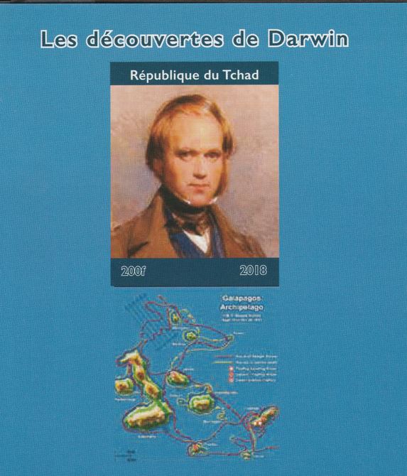 Chad 2018 Charles Darwin imperf souvenir sheet unmounted mint. Note this item is privately produced and is offered purely on its thematic appeal. , stamps on personalities, stamps on darwin