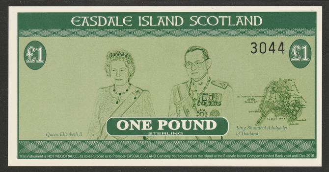 Easdale 2014  £1 note specially produced for the Scottish Independence Referendum with only 4,000 notes produced. Pristine and rarely offered, stamps on 