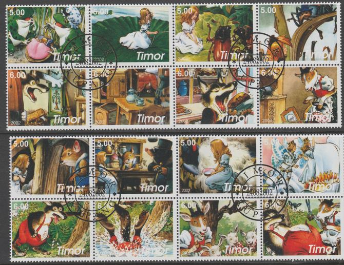 Timor (East) 2002 Fairy Tales #3 perf set of 16 fine cto used , stamps on children, stamps on fairy tales, stamps on 