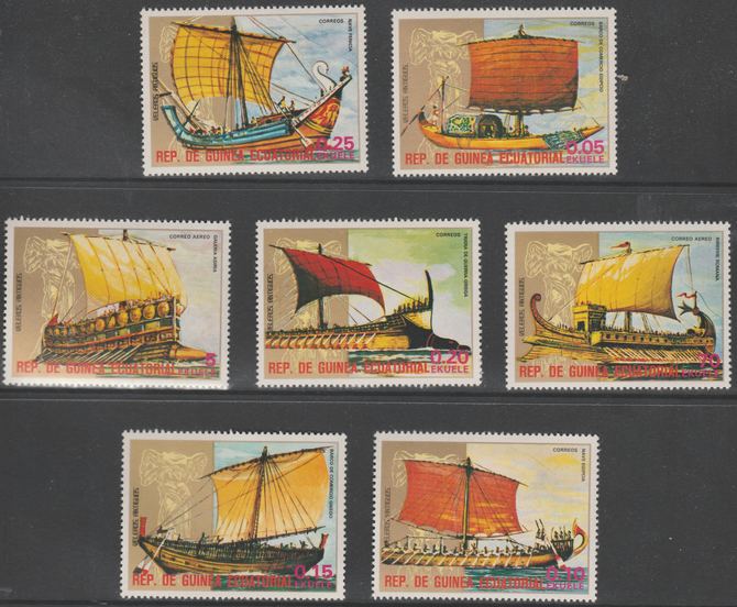 Equatorial Guinea 1978 Antique Ships perf set of 7 unmounted mint Mi 1279-1285, stamps on ships, stamps on 