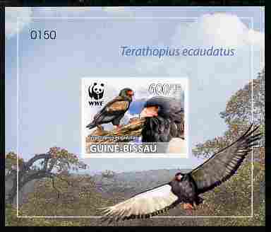 Guinea - Bissau 2011 WWF - Bateleur Eagle imperf individual deluxe s/sheet #4 on thin card, stamps on birds, stamps on  wwf , stamps on birds of prey, stamps on eagles