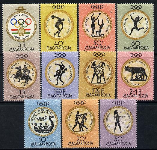 Hungary 1960 Rome Summer Olympic Games perf set of 11 unmounted mint, Mi 1686-96, stamps on olympics, stamps on sport, stamps on javelin, stamps on horses, stamps on ancient greece, stamps on archery, stamps on duscus, stamps on boxing, stamps on wrestling, stamps on wolves, stamps on 