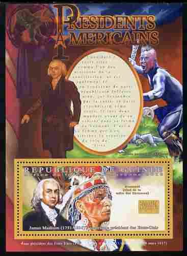 Guinea - Conakry 2010-11 Presidents of the USA #04 - James Madison perf s/sheet unmounted mint , stamps on personalities, stamps on americana, stamps on constitutions, stamps on usa presidents, stamps on madison