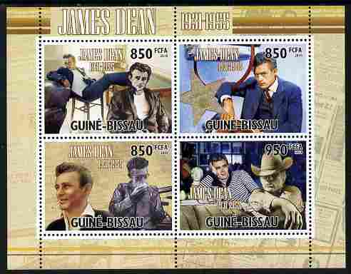 Guinea - Bissau 2010 James Dean perf sheetlet containing 4 values unmounted mint , stamps on personalities, stamps on films, stamps on cinema, stamps on movies