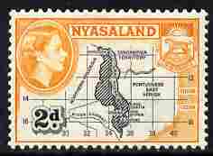 Nyasaland 1953-54 Map 2d P12 unmounted mint, SG 176, stamps on maps