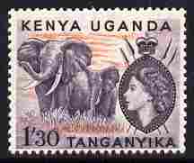 Kenya, Uganda & Tanganyika 1954-59 Elephant 1s30 unmounted mint SG 176, stamps on , stamps on  stamps on animals, stamps on  stamps on elephants