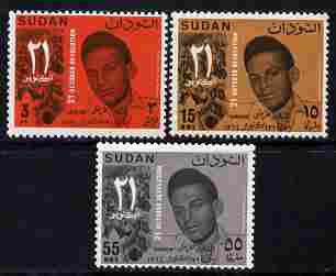 Sudan 1965 First Anniversary of October Revolution perf set of 3 unmounted mint SG 245-47, stamps on revolutions