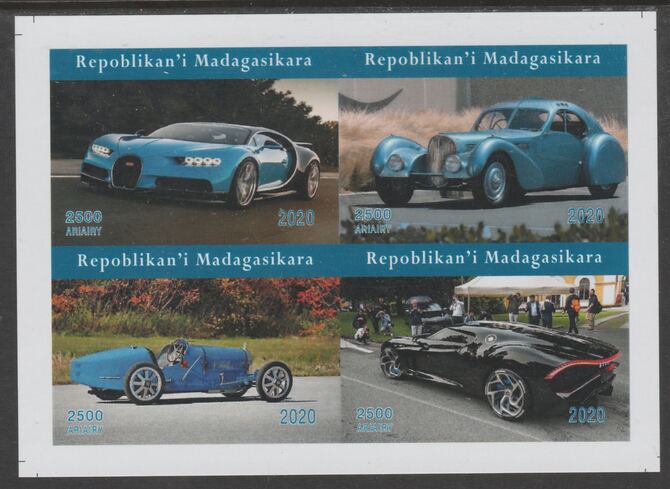 Madagascar 2020 Cars imperf sheetlet containing 4 values unmounted mint. Note this item is privately produced and is offered purely on its thematic appeal, it has no postal validity, stamps on cars