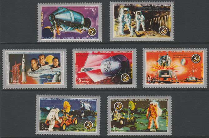 Equatorial Guinea 1972 Apollo 15 perf set of 7 values unmounted mint Mi 18-24, stamps on space, stamps on apollo