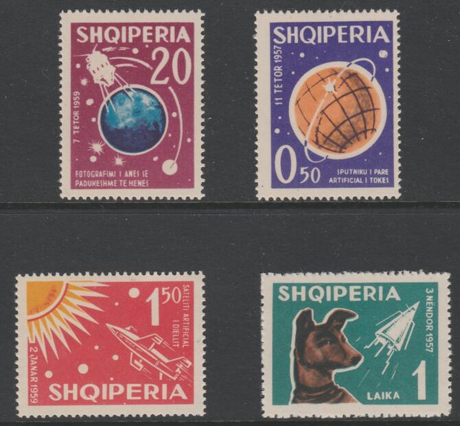 Albania 1962 Cosmic Flights perf set of 4 unmounted mint, SG 708-11, stamps on space, stamps on rockets